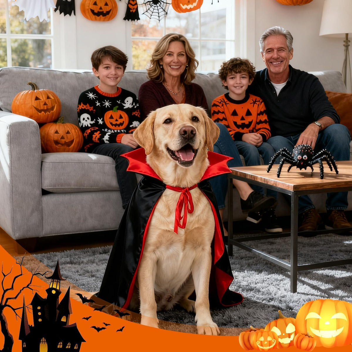 Olanrun Dog Costume - Dog Halloween Costumes Vampire Cloak, Wizard Outfit, Witch Cosplay Apparel Cape - Funny Party Dress Up Halloween Pet Costumes for Small Dogs, Cats (Black Red)