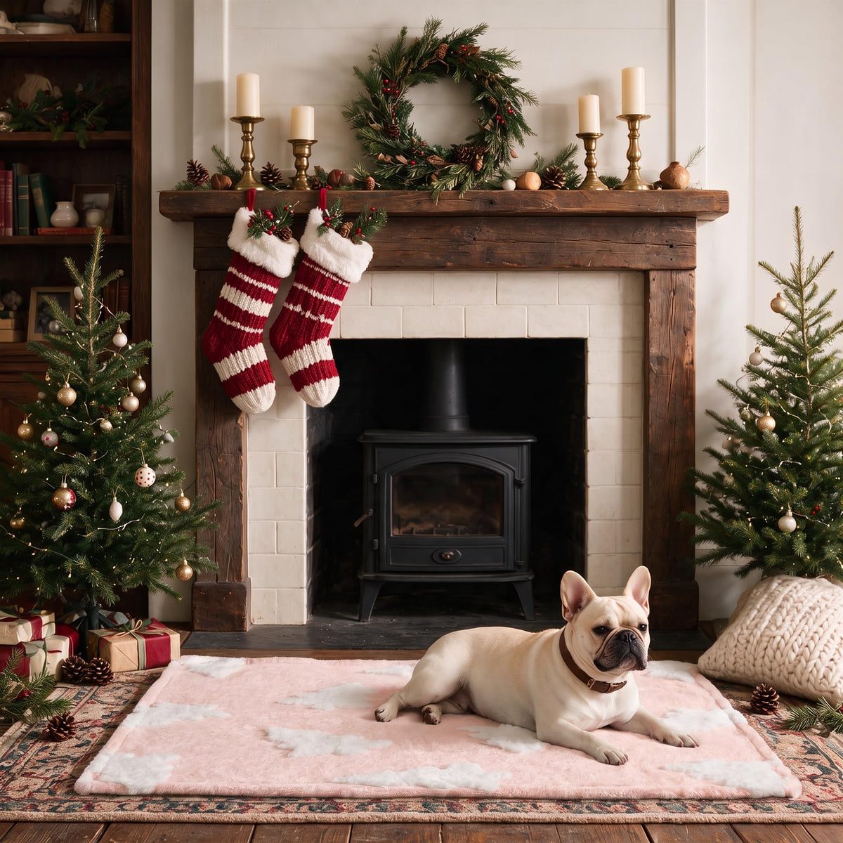 Horaldaily Red Christmas Trees Shape 3D Textured Pets Blanket 20x30
