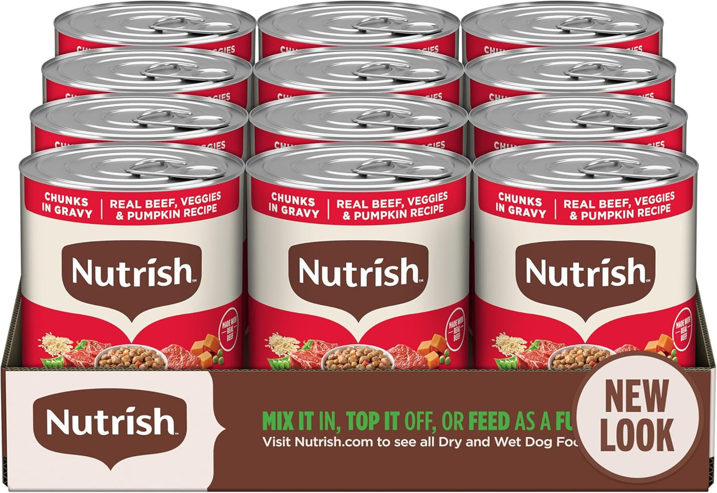 Nutrish Rachael Ray Wet Dog Food Chunks in Gravy Real Chicken & Veggies Recipe, 13 oz. Can, 12 Count