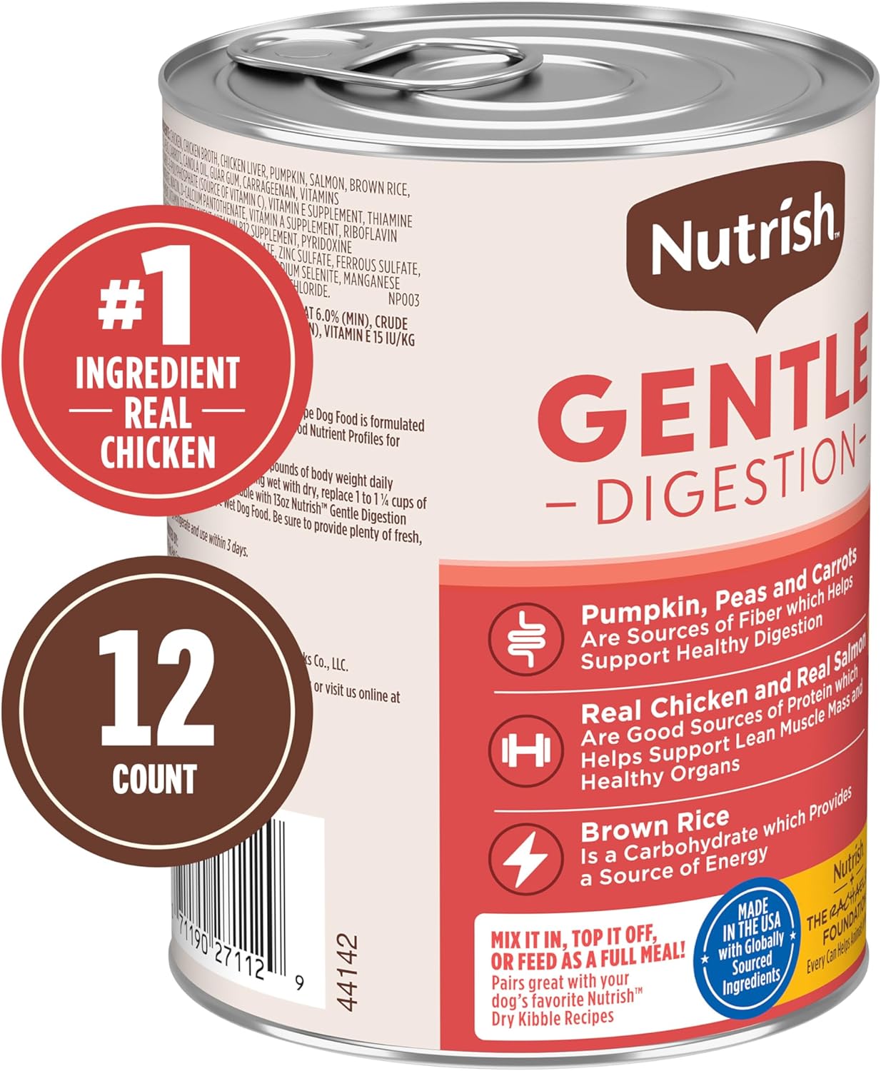 Nutrish Real Beef & Pumpkin Recipe Whole Health Blend Premium Paté Wet Dog Food, 13 oz. Can, 12 Count, Packaging May Vary (Rachael Ray)