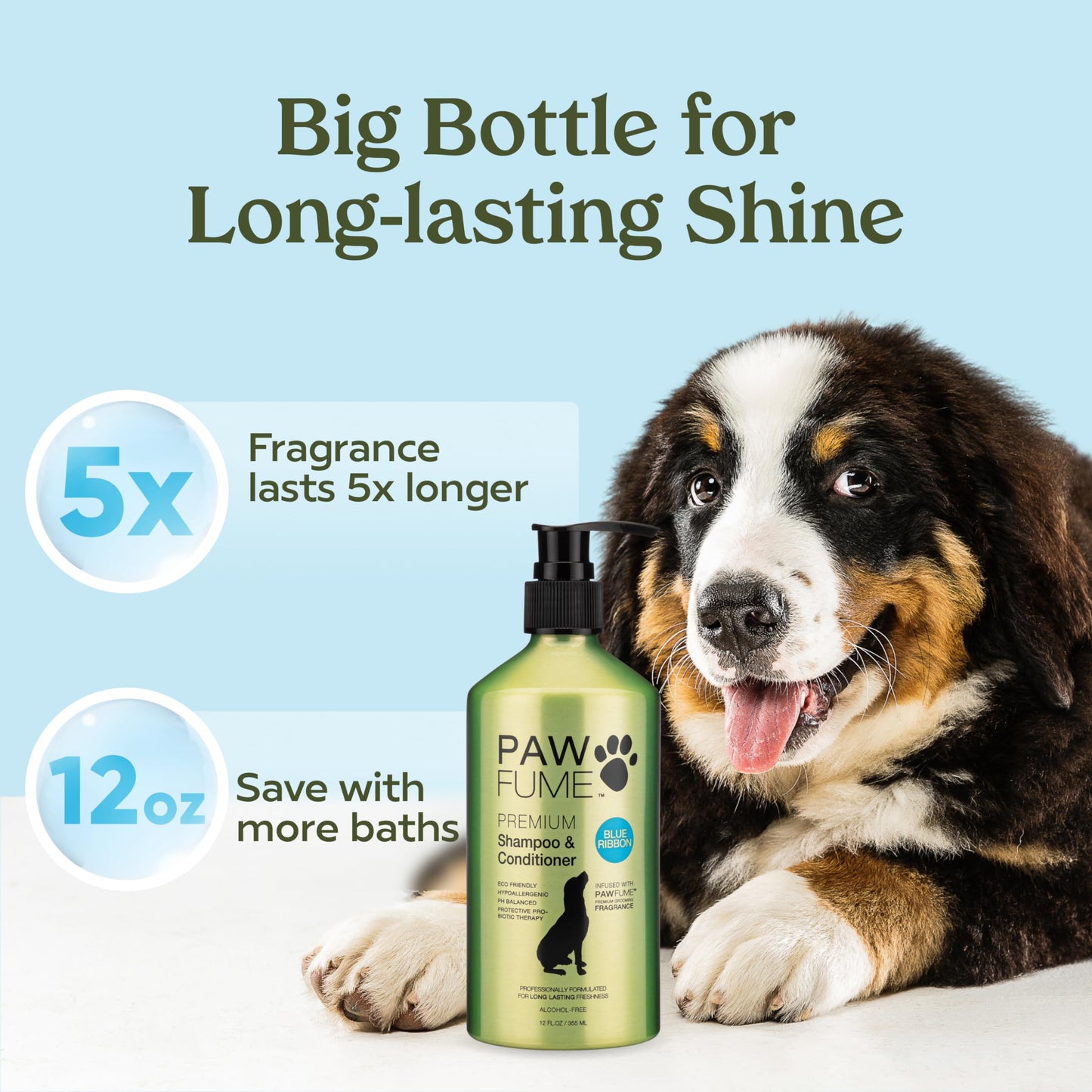 PAWFUME Deshedding Dog Shampoo and Conditioner, Show Dog, 1-Pack – Nourish & Detangle for Silky Soft Coat – Probiotic, Deep-Cleaning, pH-Balanced Formula – Salon-Quality Shampoo for Dogs