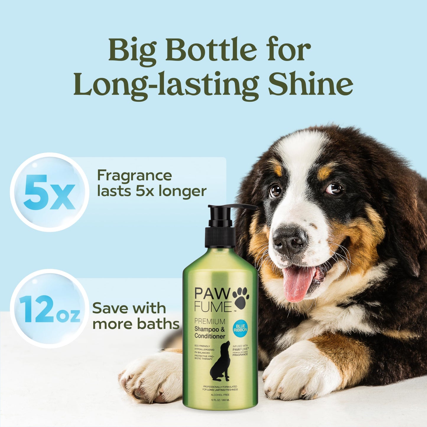 PAWFUME Deshedding Dog Shampoo and Conditioner, Show Dog, 1-Pack – Nourish & Detangle for Silky Soft Coat – Probiotic, Deep-Cleaning, pH-Balanced Formula – Salon-Quality Shampoo for Dogs