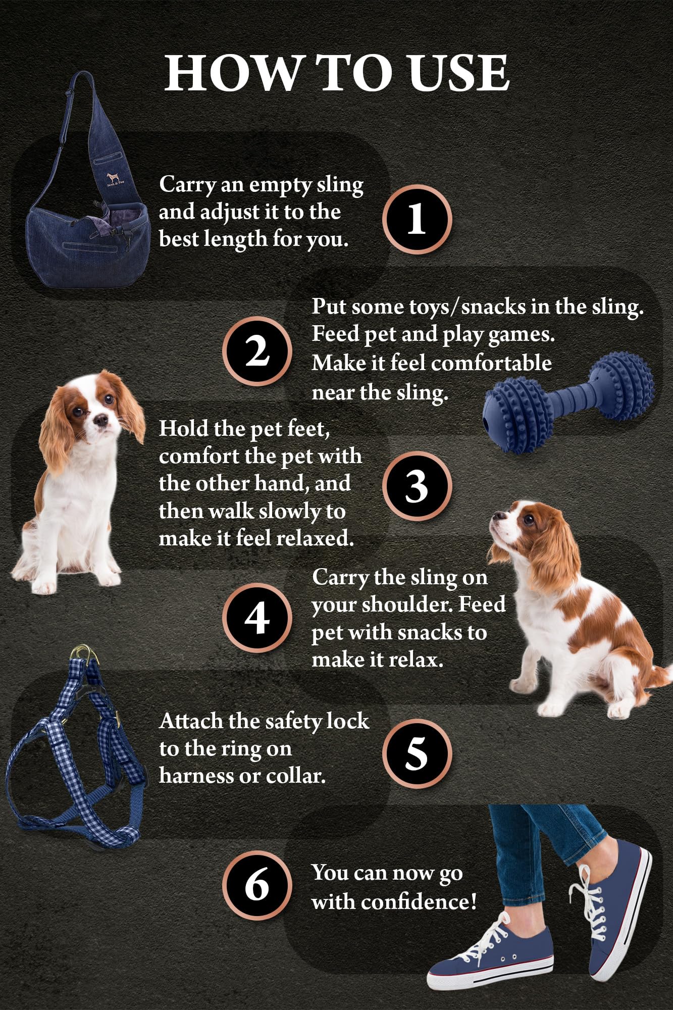 Noah & Paw Dog Sling Carrier for Small Dogs 5-18lb, Dog Sling for Small Dogs and Cats, Dog Carrier with Adjustable Padded Strap, Denim Lined with Fur, 3X Safety Features, Machine Washable