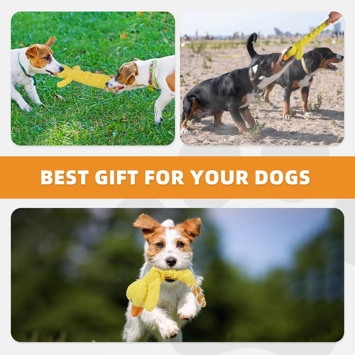 KOOLTAIL Christmas Santa Dog Toys, Tough Plush Dog Chew & Squeaky Toys with Crinkle Paper, Interactive Training & Tug of War Puppy Teething Toy for Indoor Outdoor Play for Small Medium Large Dogs