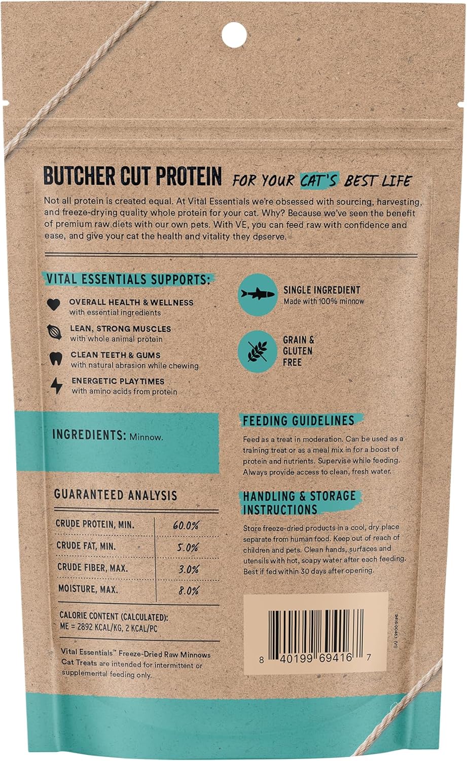 Vital Essentials Freeze Dried Minnows Cat Treats | Single Ingredient | Premium Quality | Grain Free, Healthy Treats for Cats, 1 oz Bag