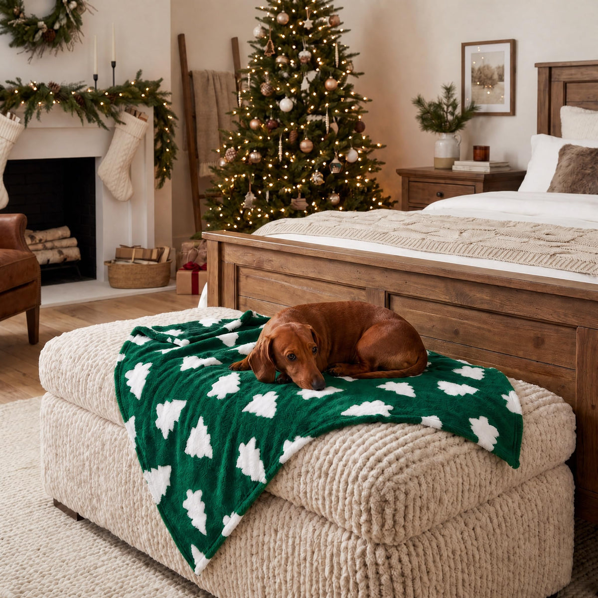 Horaldaily Red Christmas Trees Shape 3D Textured Pets Blanket 20x30