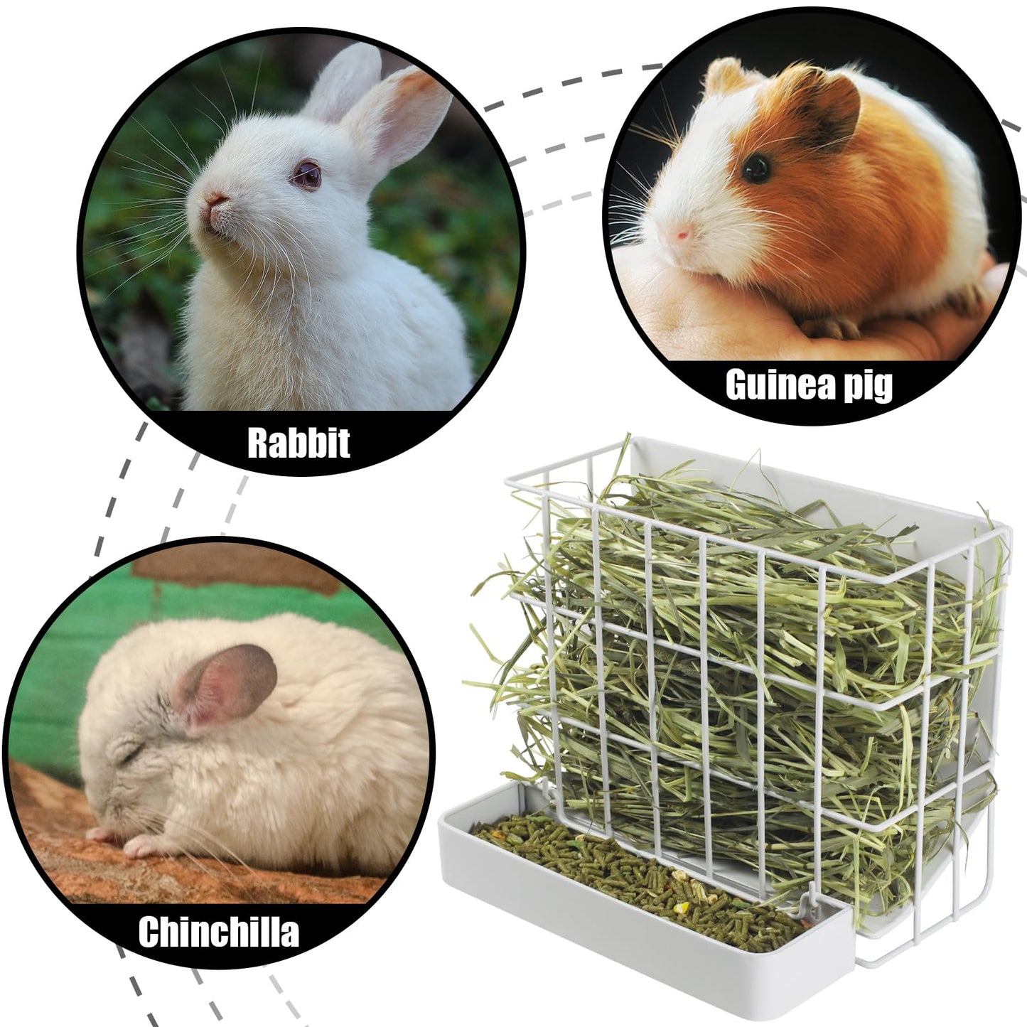 Guinea Pig Hay Feeder，Rabbit Hay Feeder with Heavy-Duty Metal Frame Hay Holder，for Bunny, Guinea Pigs,Chinchillas-6.9x4.7x6.6 inch