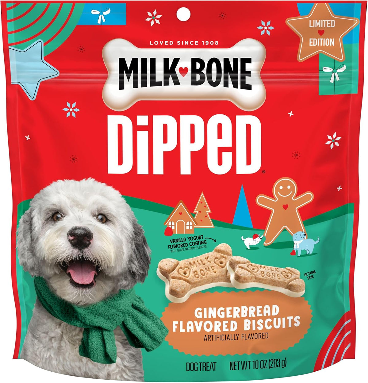 Milk-Bone Dipped Gingerbread Artificially Flavored Dog Biscuits, 10 Oz. Bag