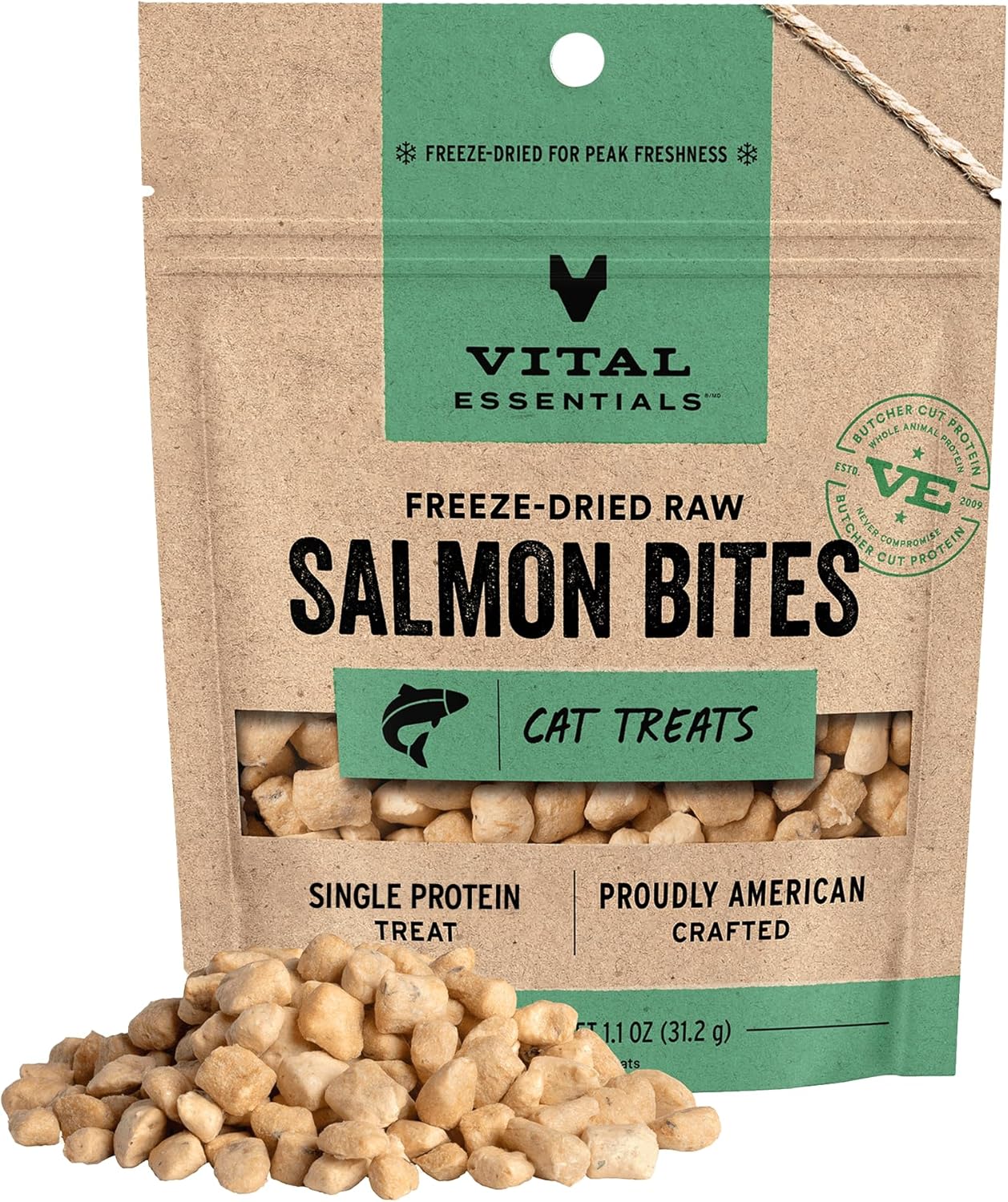 Vital Essentials Freeze Dried Cat Treats | Ahi Tuna Bites, Single Protein | Premium Quality | Grain Free, Crunchy Cat Treats, 1.1 oz Bag