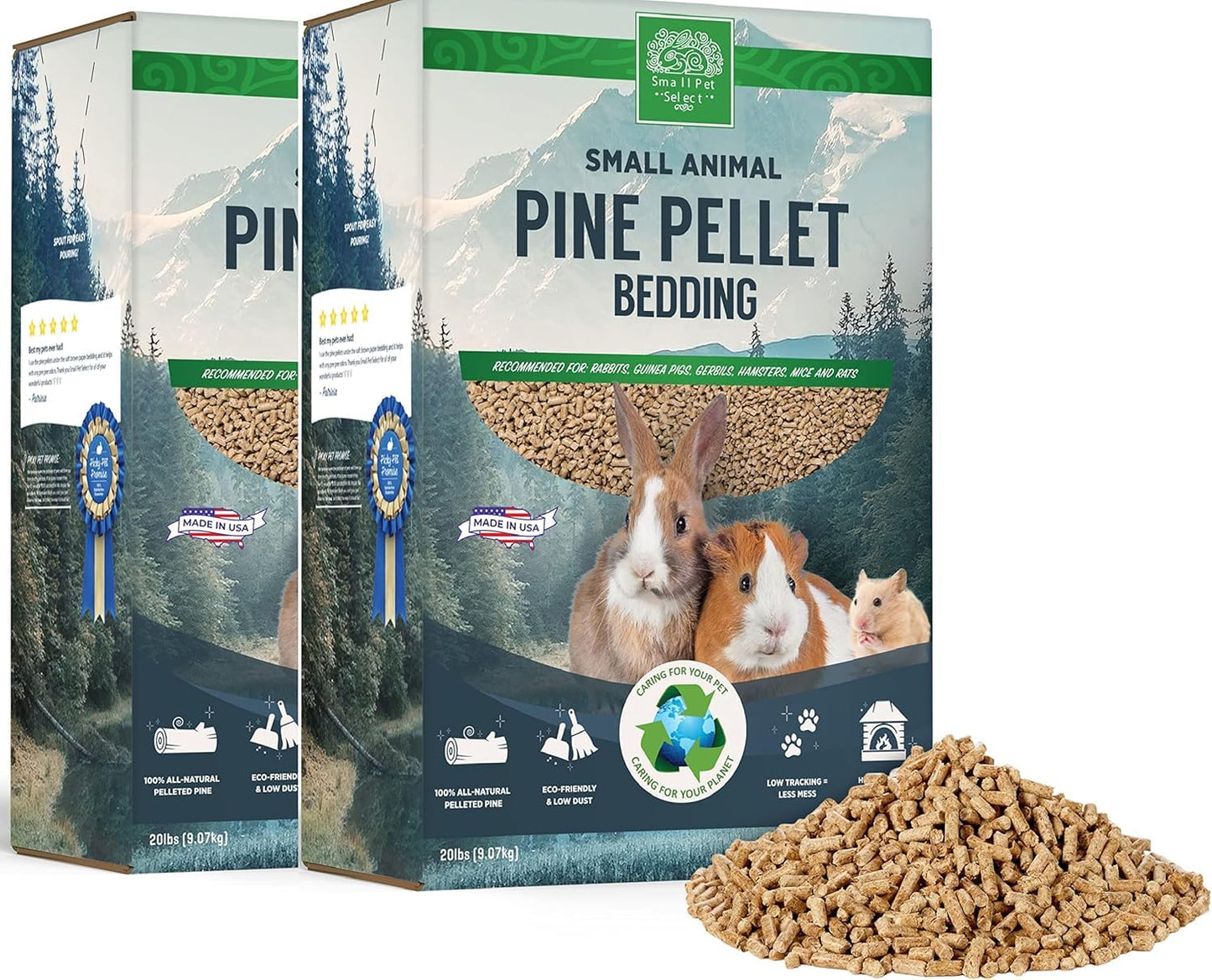 Small Pet Select Pine Pellet Bedding 8lb, Litter Pellets for Rabbit, Guinea Pig, Hamster, Bunny and other Small Animals, Made in USA, 8lb