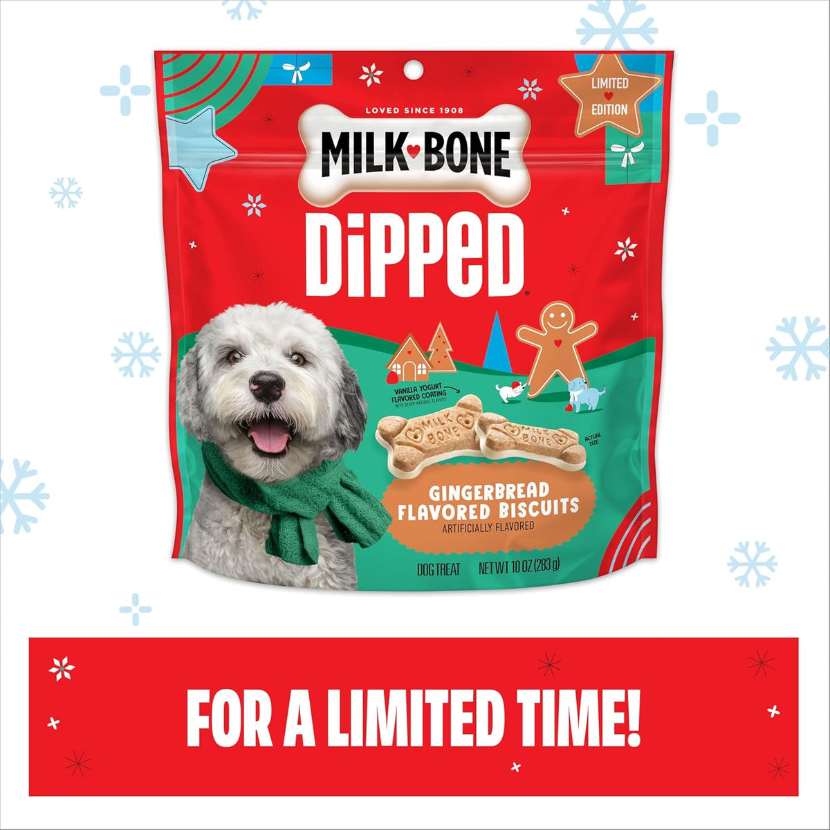 Milk-Bone Dipped Gingerbread Artificially Flavored Dog Biscuits, 10 Oz. Bag