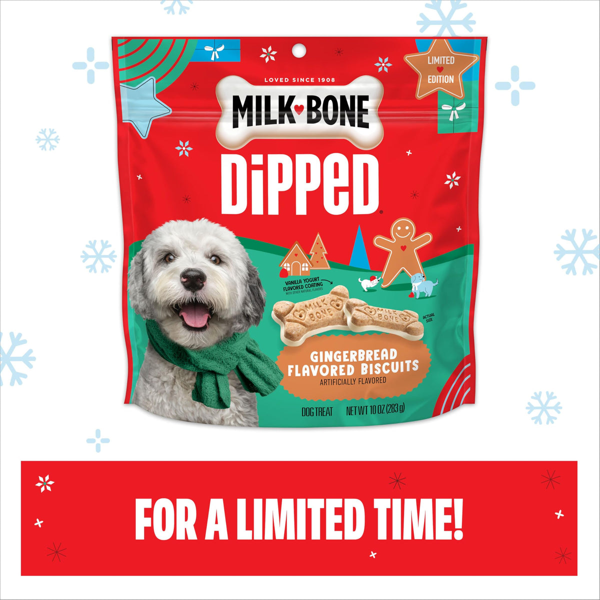Milk-Bone Dipped Gingerbread Artificially Flavored Dog Biscuits, 10 Oz. Bag