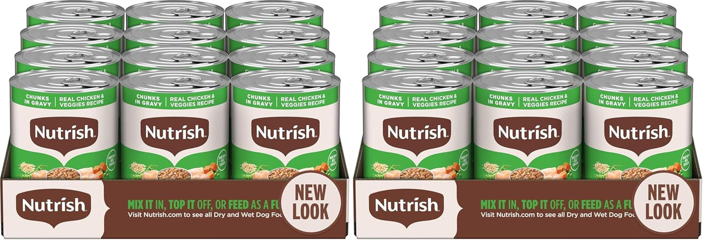 Nutrish Rachael Ray Wet Dog Food Chunks in Gravy Real Chicken & Veggies Recipe, 13 oz. Can, 12 Count