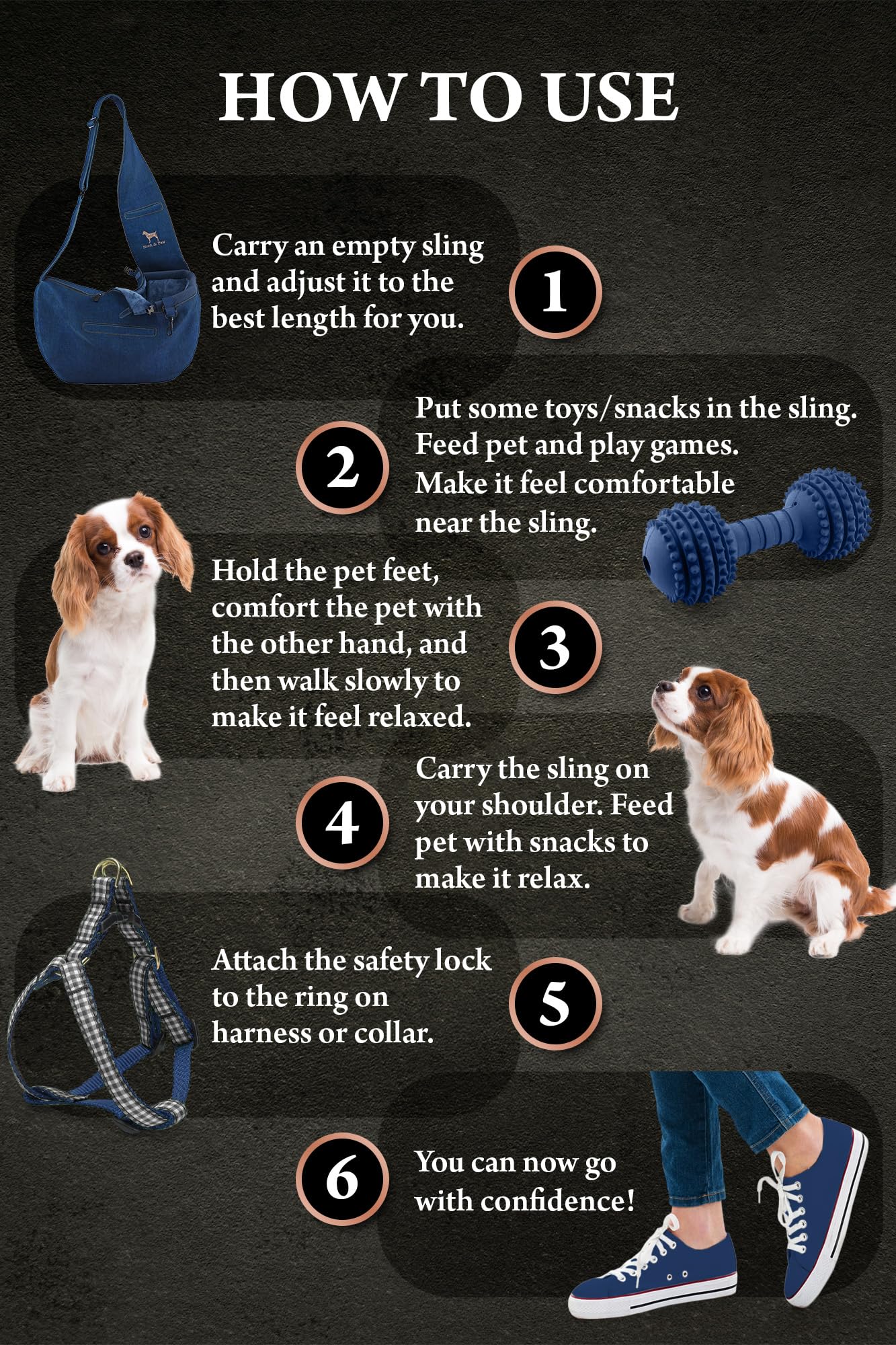 Noah & Paw Dog Sling Carrier for Small Dogs 5-18lb, Dog Sling for Small Dogs and Cats, Dog Carrier with Adjustable Padded Strap, Denim Lined with Fur, 3X Safety Features, Machine Washable