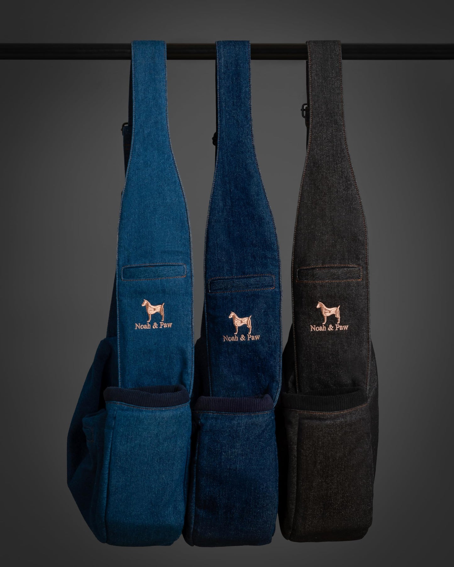 Noah & Paw Dog Sling Carrier for Small Dogs 5-18lb, Dog Sling for Small Dogs and Cats, Dog Carrier with Adjustable Padded Strap, Denim Lined with Fur, 3X Safety Features, Machine Washable