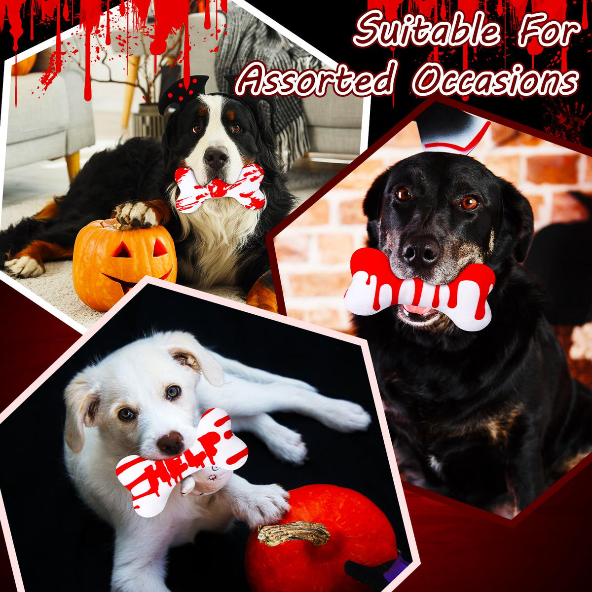 6 Pcs Fall Dog Toys Bone Shaped Thanksgiving Dog Chew Toy