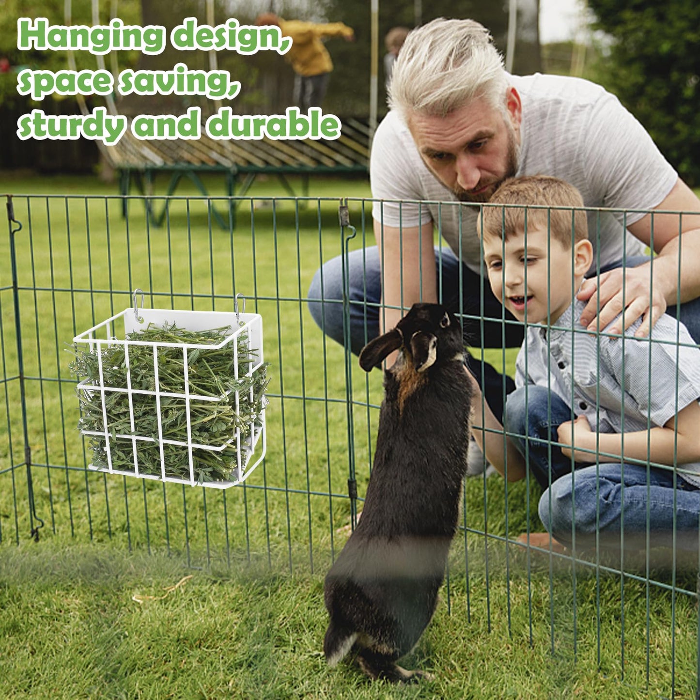 Guinea Pig Hay Feeder，Rabbit Hay Feeder with Heavy-Duty Metal Frame Hay Holder，for Bunny, Guinea Pigs,Chinchillas-6.9x4.7x6.6 inch