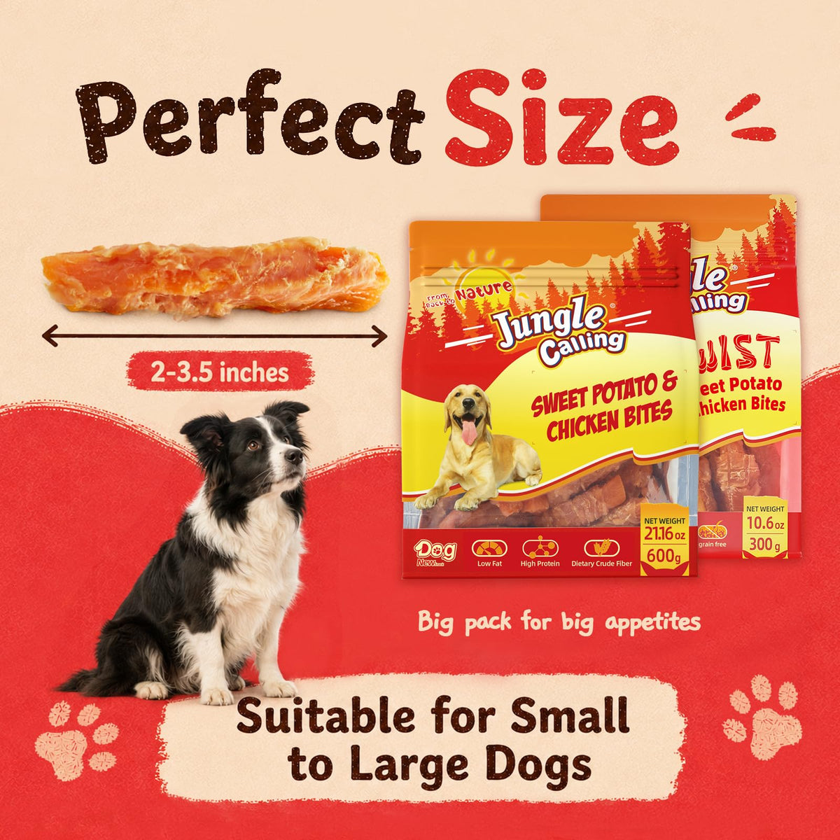 Jungle Calling Chicken & Sweet Potato Treats, Fiber-Rich, Digestible Chews