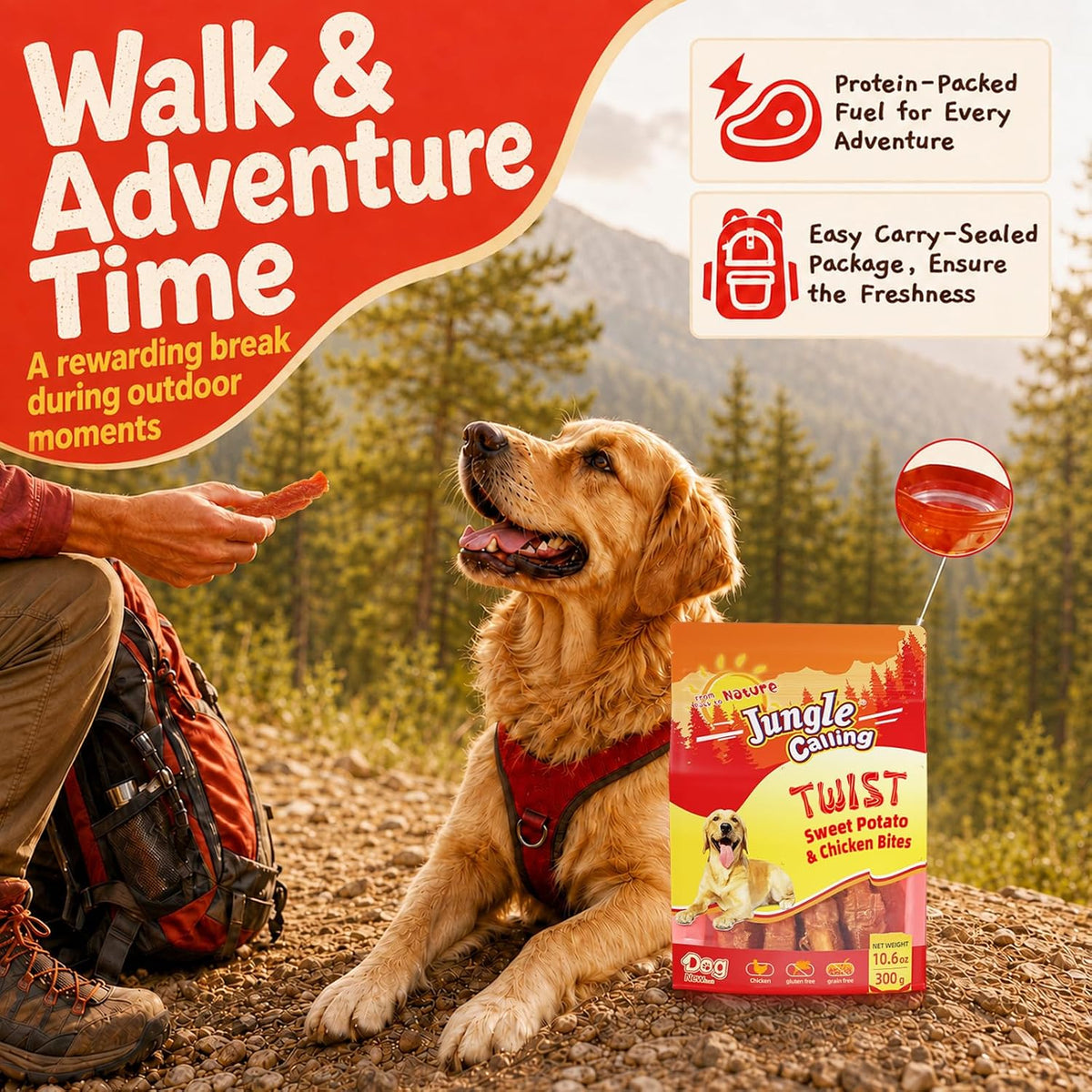 Jungle Calling Chicken & Sweet Potato Treats, Fiber-Rich, Digestible Chews