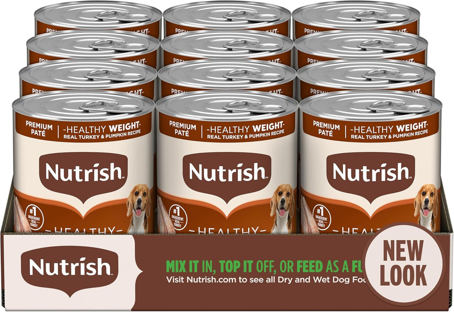 Nutrish Real Beef & Pumpkin Recipe Whole Health Blend Premium Paté Wet Dog Food, 13 oz. Can, 12 Count, Packaging May Vary (Rachael Ray)