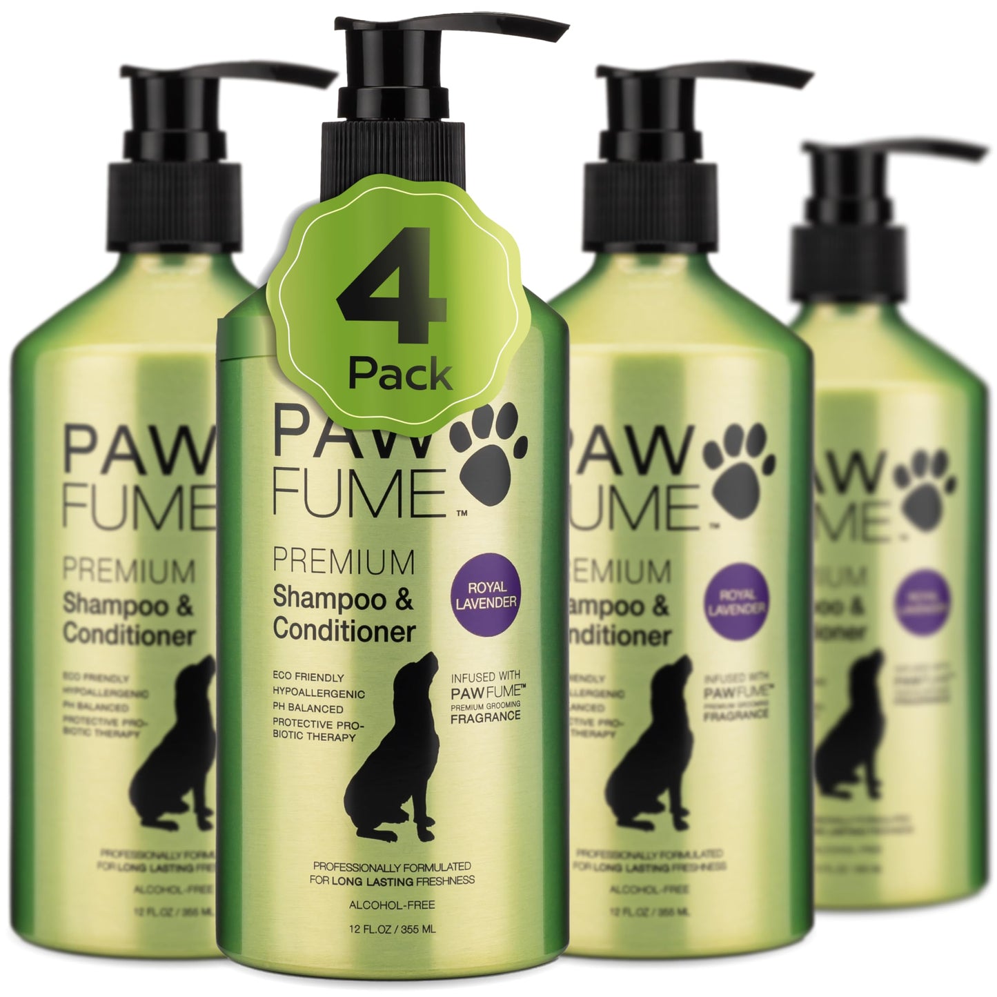 PAWFUME Deshedding Dog Shampoo and Conditioner, Show Dog, 1-Pack – Nourish & Detangle for Silky Soft Coat – Probiotic, Deep-Cleaning, pH-Balanced Formula – Salon-Quality Shampoo for Dogs