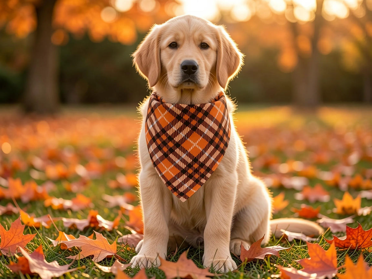 Christmas Dog Bandanas 2PCS-Large,Red-Green Plaid Scarf w/Tassels for Dogs