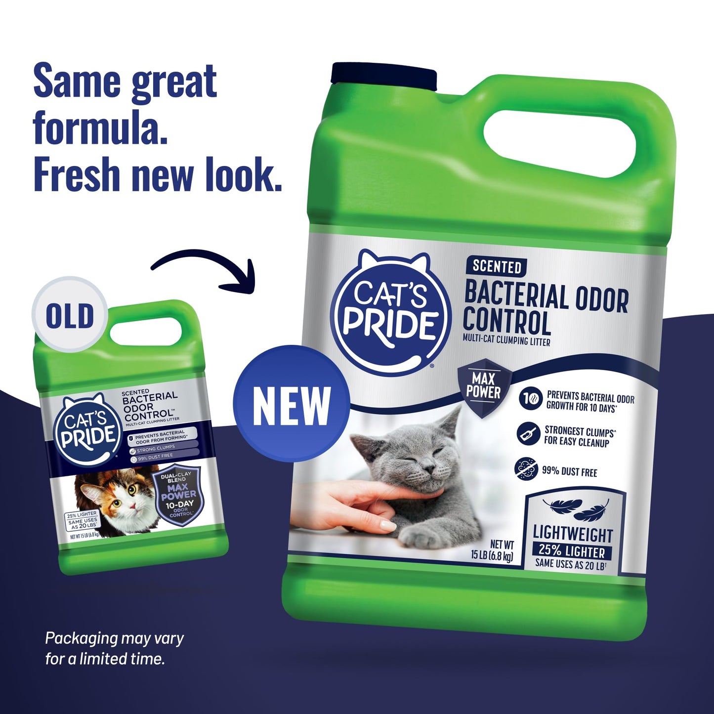 Cat's Pride Max Power: Total Odor Control - Up to 10 Days of Powerful Odor Control - Strong Clumping - 99% Dust Free - Multi-Cat Litter, Scented, 15 Pounds