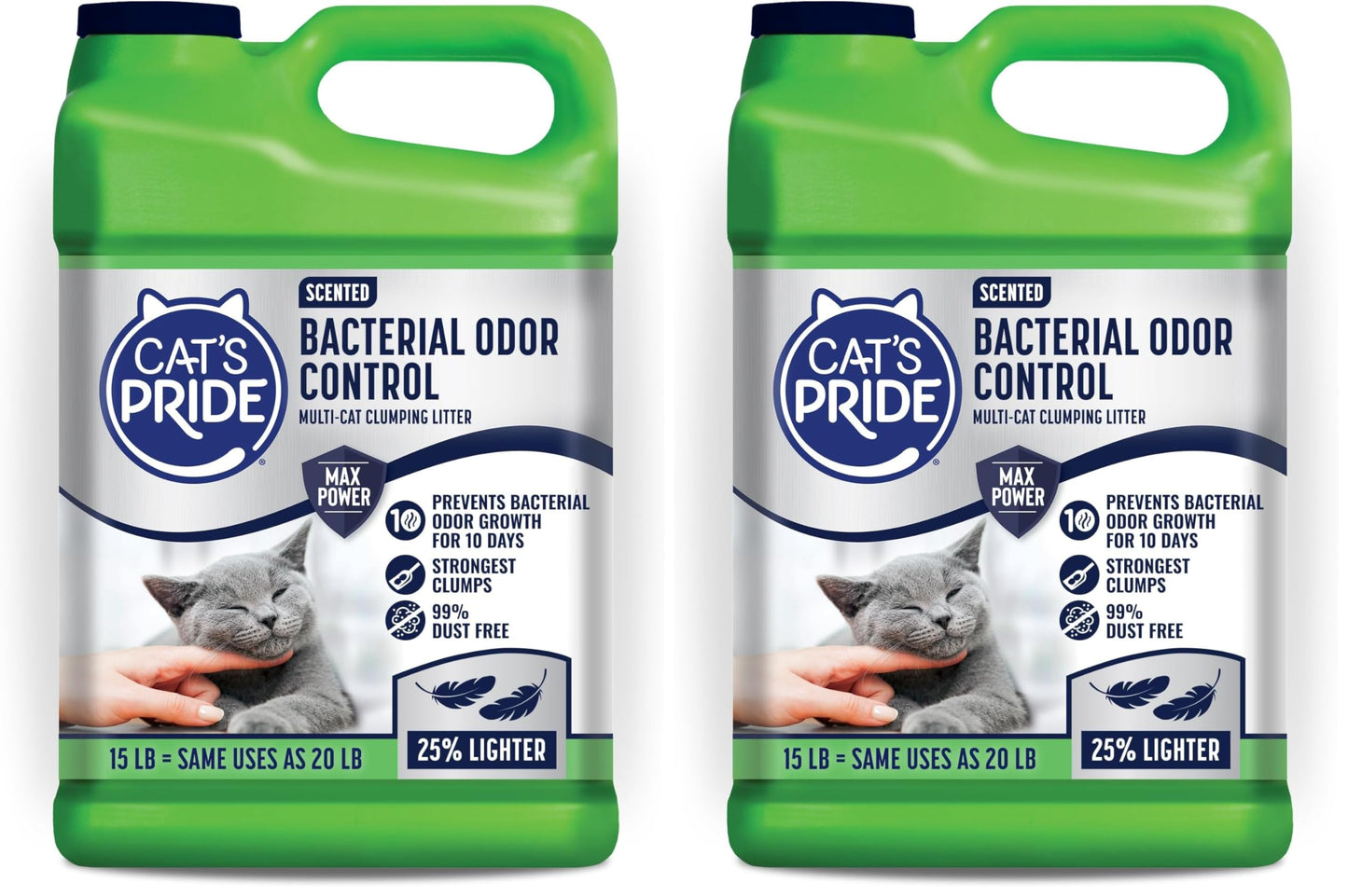 Cat's Pride Max Power: Total Odor Control - Up to 10 Days of Powerful Odor Control - Strong Clumping - 99% Dust Free - Multi-Cat Litter, Scented, 15 Pounds