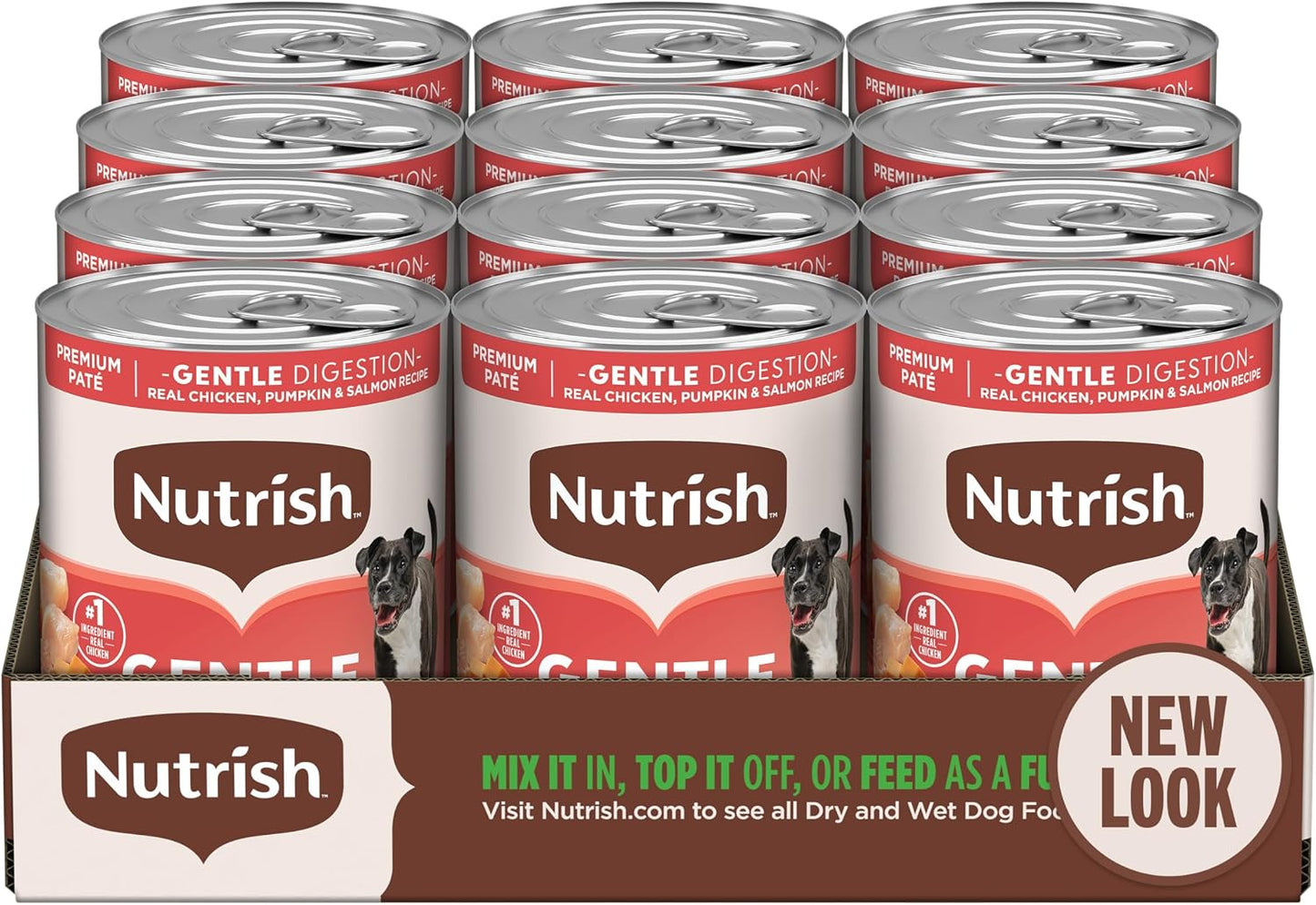Nutrish Real Beef & Pumpkin Recipe Whole Health Blend Premium Paté Wet Dog Food, 13 oz. Can, 12 Count, Packaging May Vary (Rachael Ray)