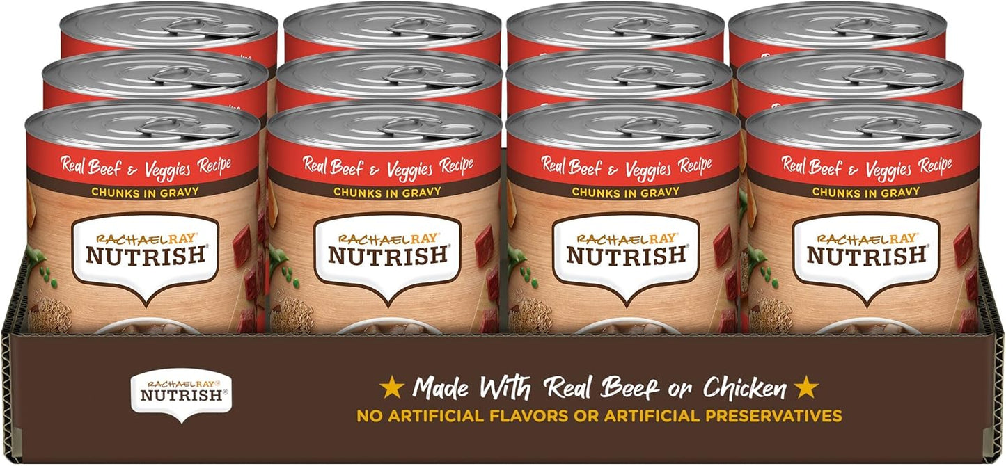 Nutrish Rachael Ray Wet Dog Food Chunks in Gravy Real Chicken & Veggies Recipe, 13 oz. Can, 12 Count