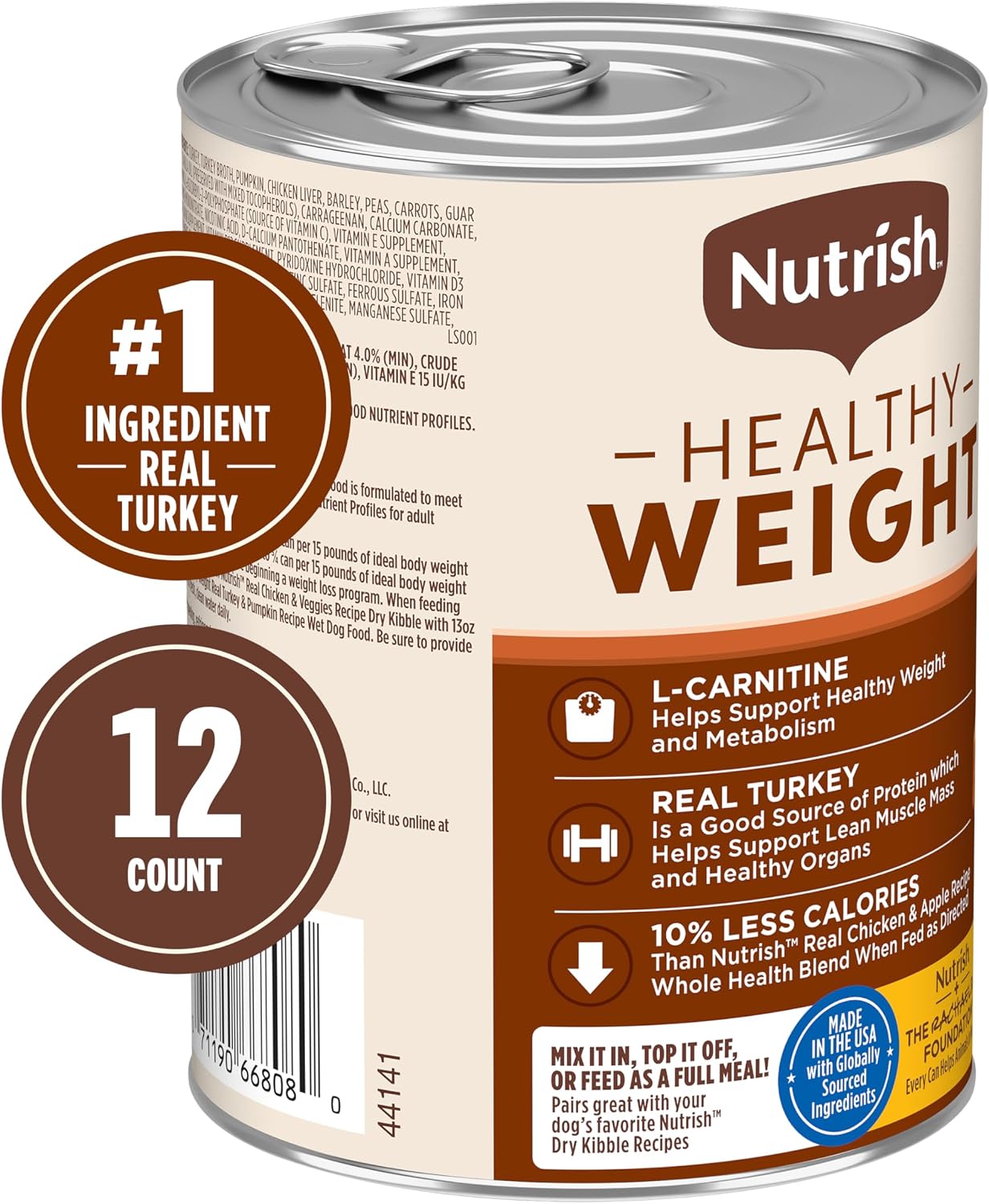 Nutrish Real Beef & Pumpkin Recipe Whole Health Blend Premium Paté Wet Dog Food, 13 oz. Can, 12 Count, Packaging May Vary (Rachael Ray)