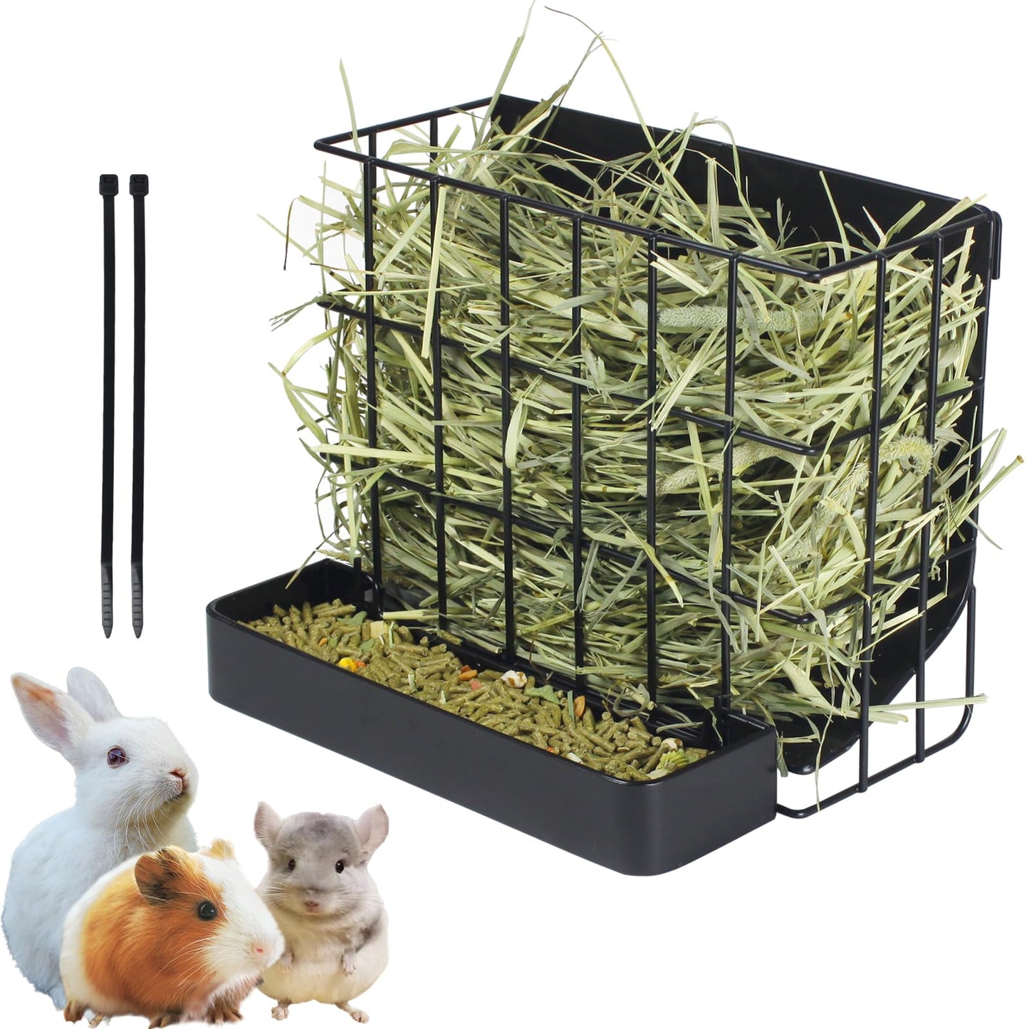 Guinea Pig Hay Feeder，Rabbit Hay Feeder with Heavy-Duty Metal Frame Hay Holder，for Bunny, Guinea Pigs,Chinchillas-6.9x4.7x6.6 inch