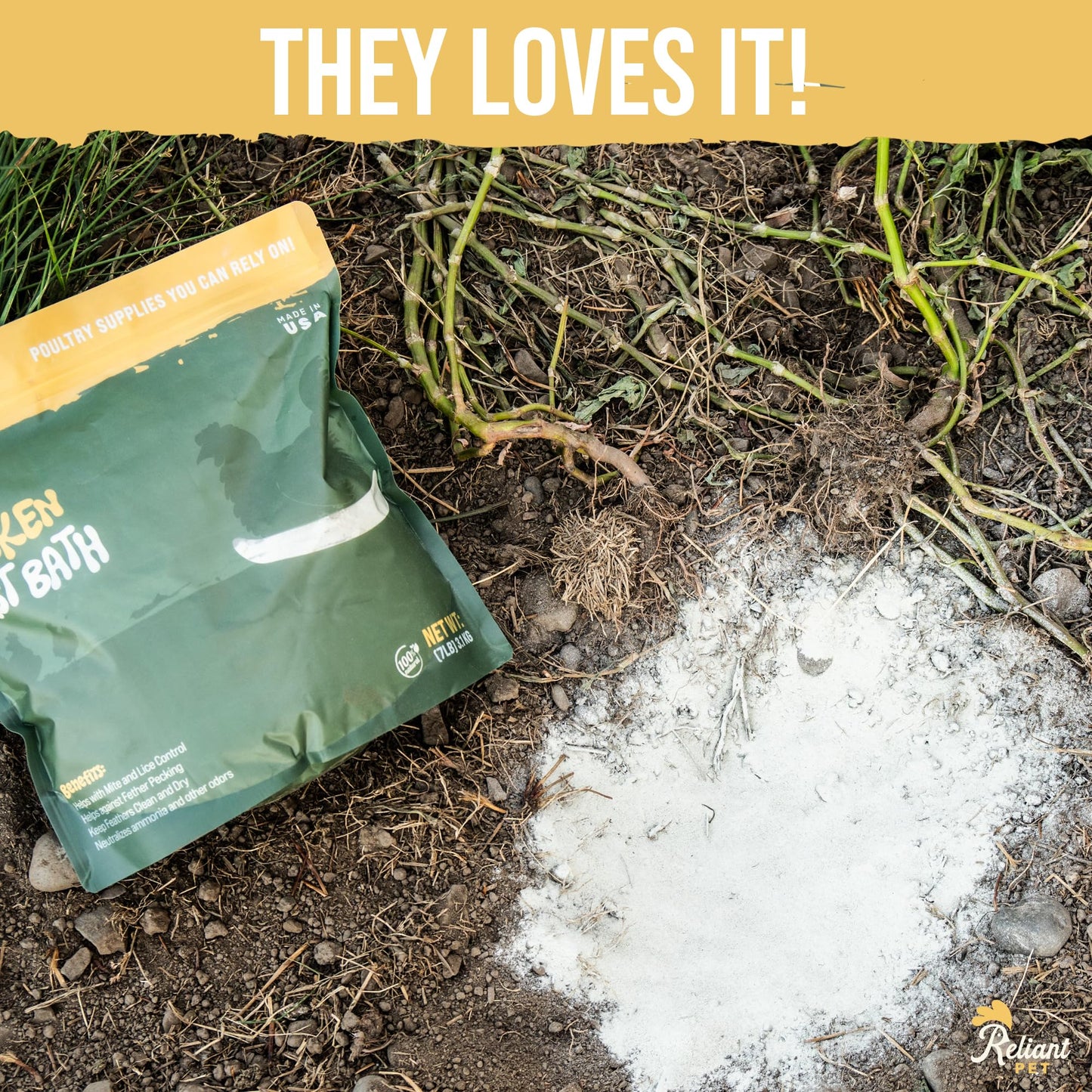Reliant Pet Chicken Dust Bath - 7lbs, Made in USA Natural Dust Bath for Chickens - Ideal Chicken Dust for Bath Tub Mix - Poultry Dust Powder for Chicken Coop