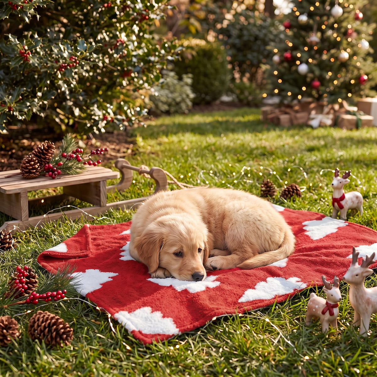 Horaldaily Red Christmas Trees Shape 3D Textured Pets Blanket 20x30