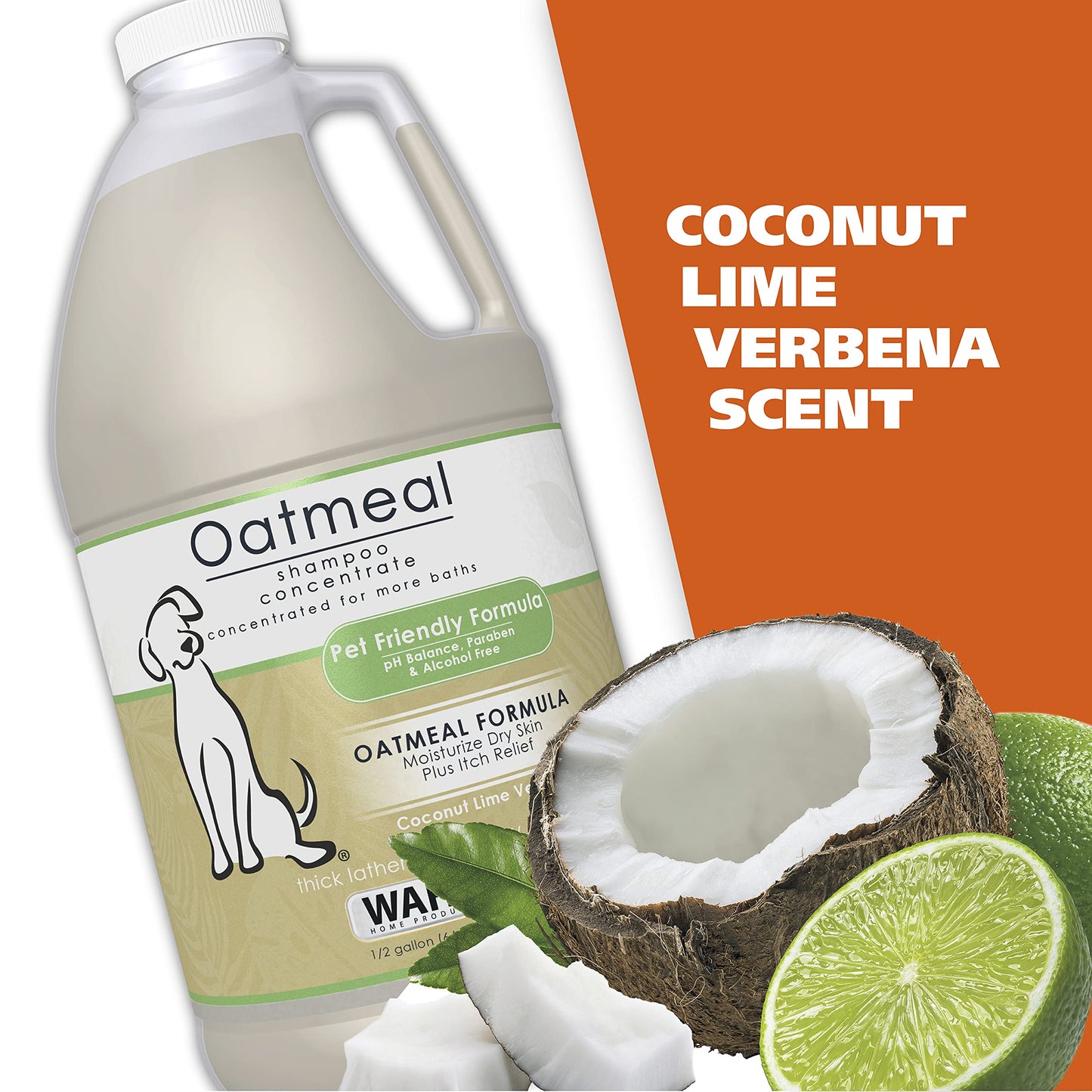 Wahl USA Dry Skin & Itch Relief Pet Shampoo for Dogs – Oatmeal Formula with Coconut Lime Verbena Scent & Pet Friendly Formula, 24 Oz - Model 820004A
