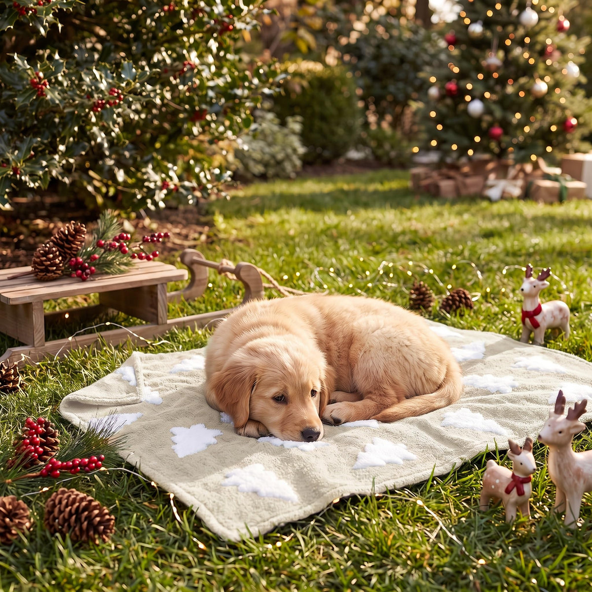 Horaldaily Red Christmas Trees Shape 3D Textured Pets Blanket 20x30