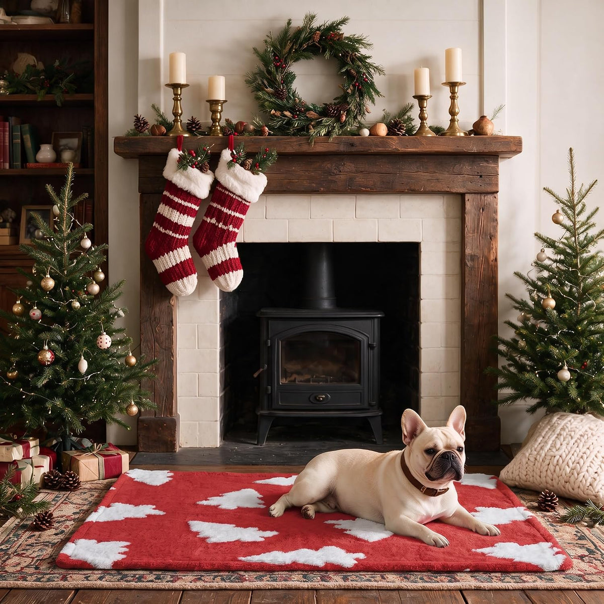 Horaldaily Red Christmas Trees Shape 3D Textured Pets Blanket 20x30