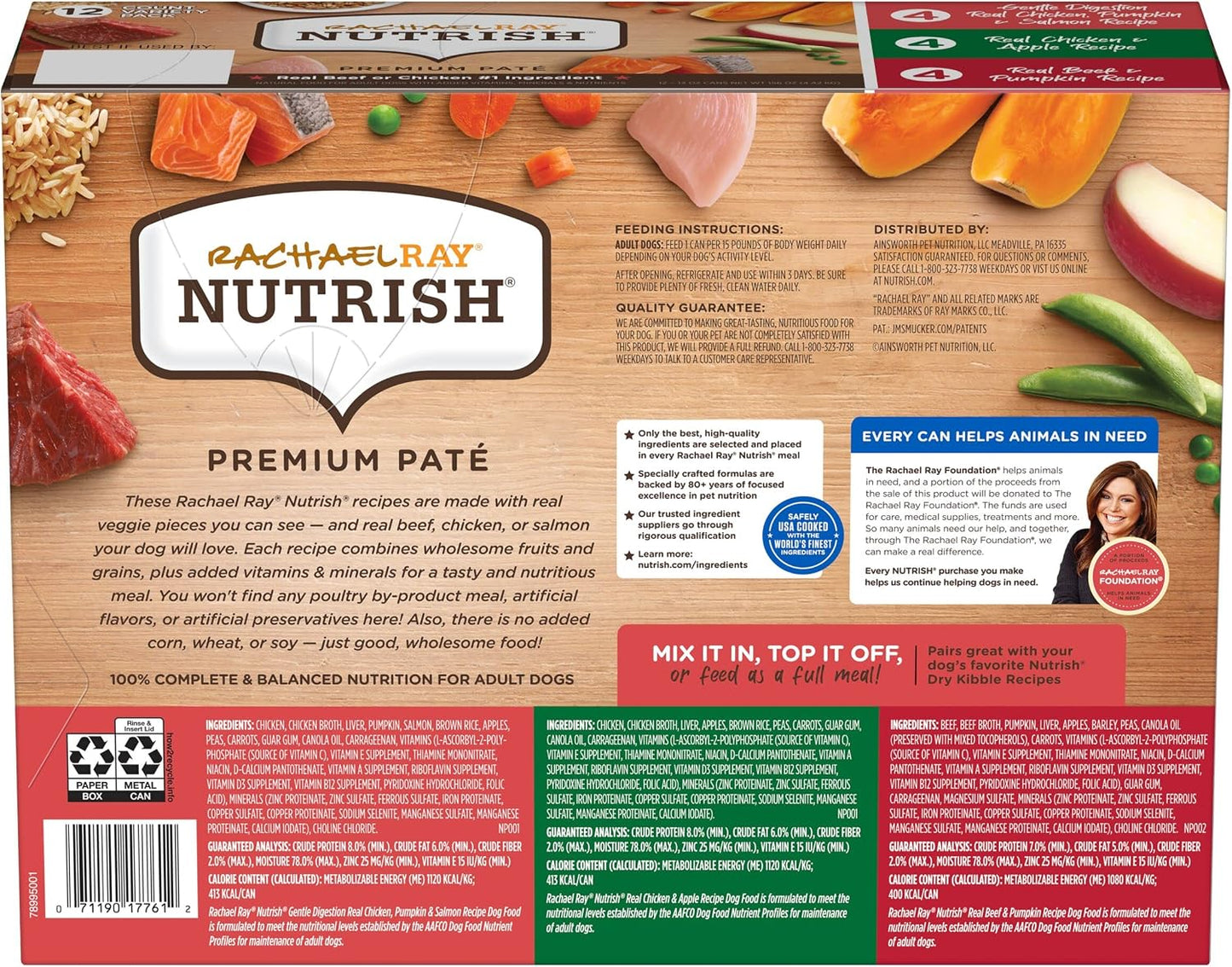 Nutrish Real Beef & Pumpkin Recipe Whole Health Blend Premium Paté Wet Dog Food, 13 oz. Can, 12 Count, Packaging May Vary (Rachael Ray)