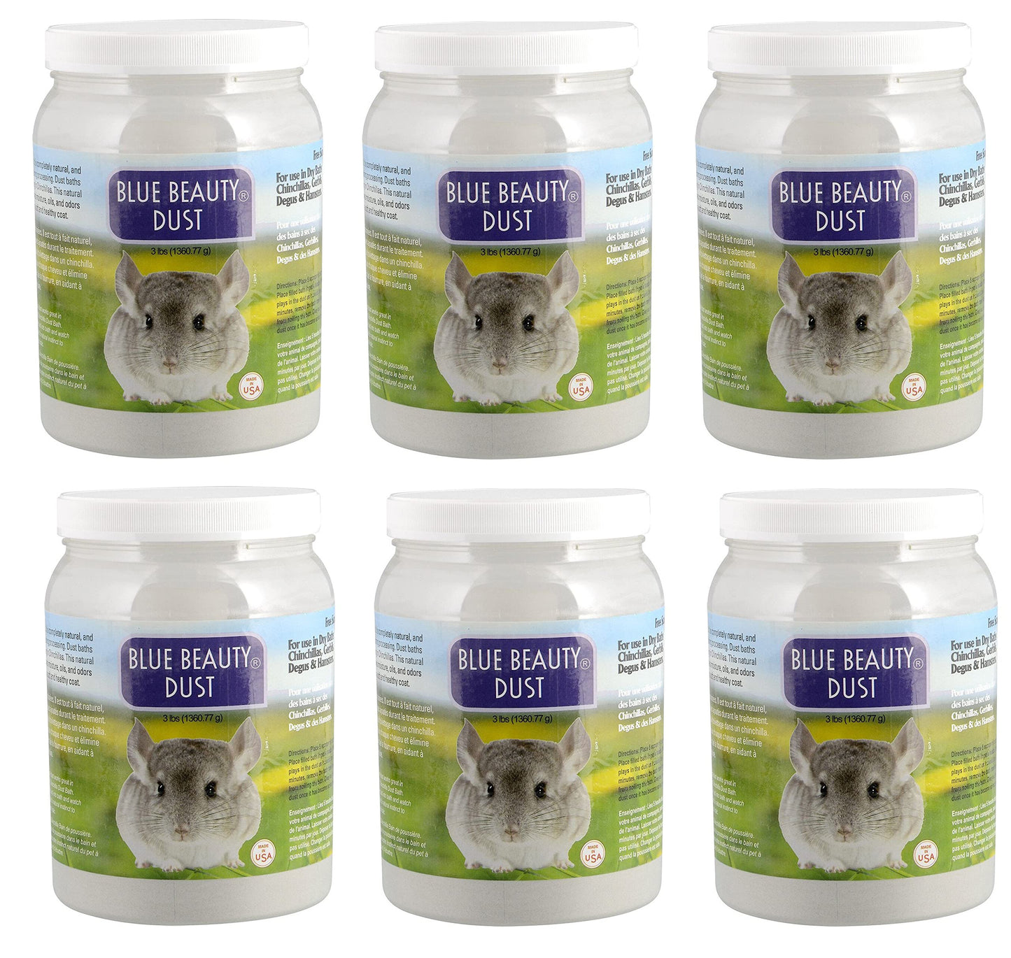 Lixit Blue Beauty® Chinchilla Dust Powder - Dry Bath Grooming Dust for Hamsters, Gerbil, Degus, and Small Animals - Made in the USA (3 Pound)