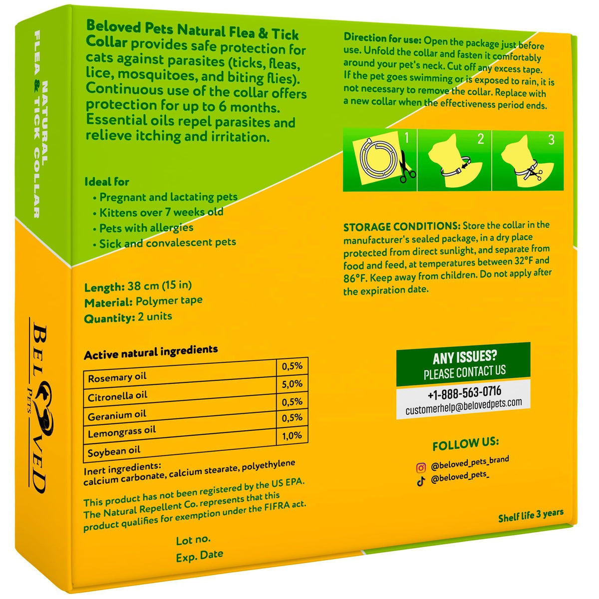 Flea & Tick Collar for Cats 12-Month Protection Essential Oil 1 Count